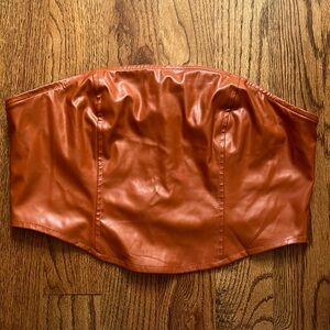 Size XL - Rust orange faux leather crop top